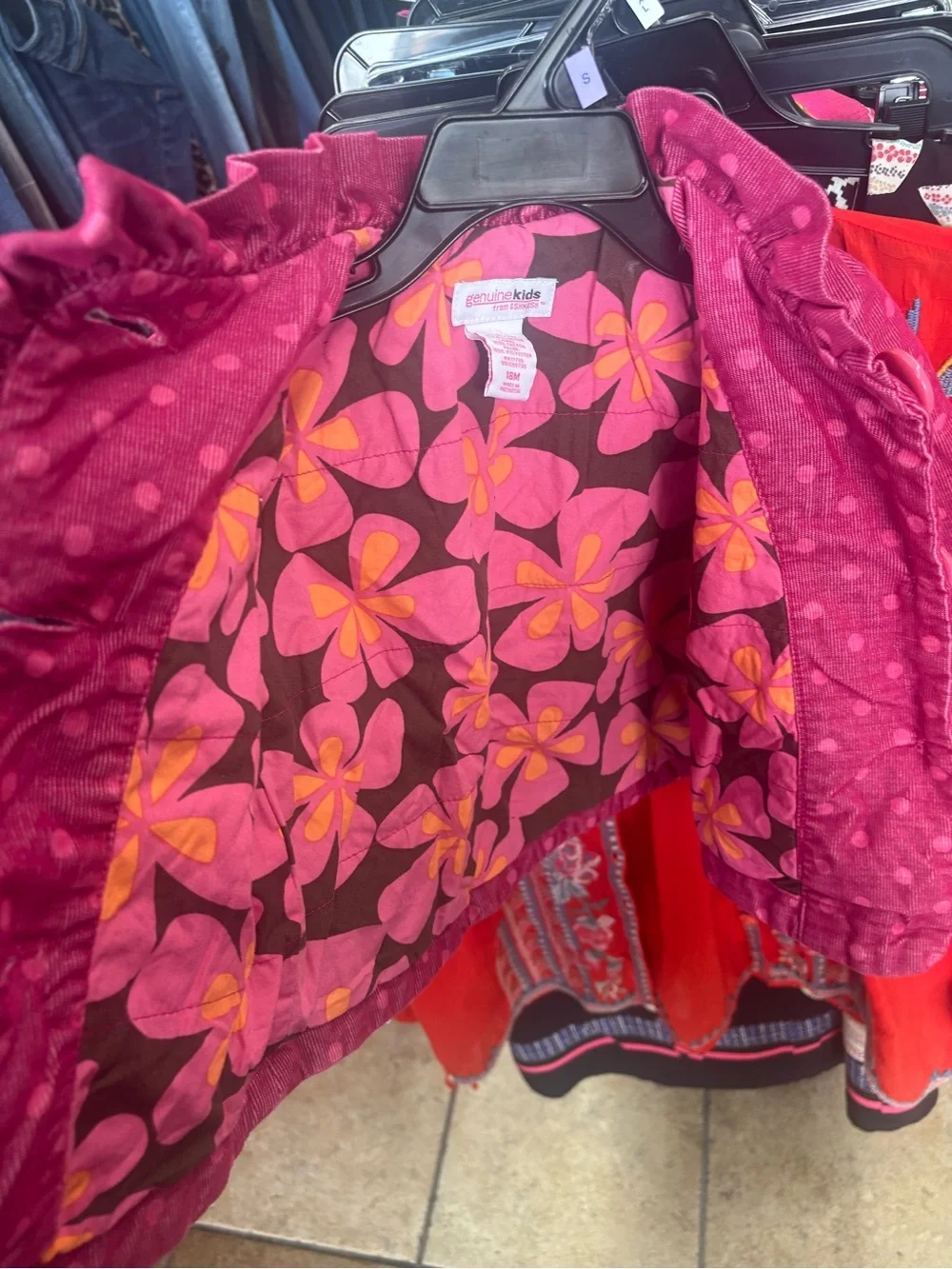 OshKosh B'gosh Pink Polka Dot Ruffle Button Jacket